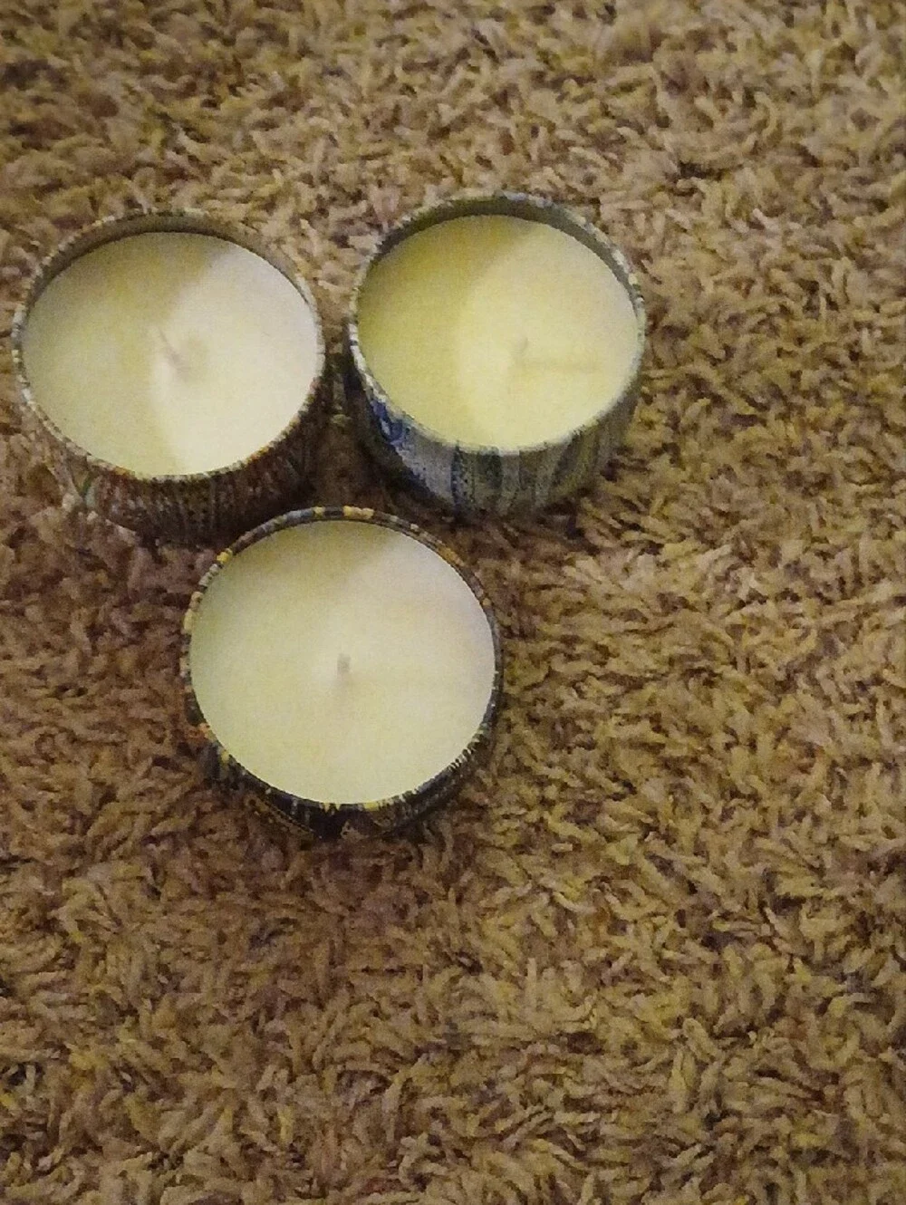 Set of 3 Decorative Round Trinket Boxes - Patterned Multicolor Candle Tins
